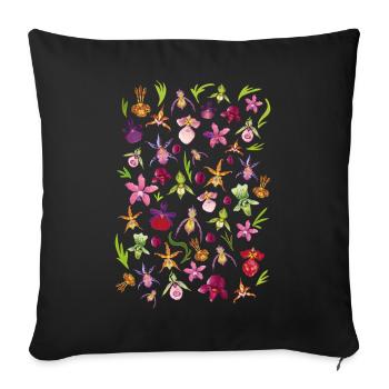 Blumenliese Orchideen - Sofakissen mit Füllung 45 x 45 cm - Schwarz - Vorne