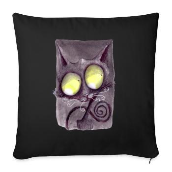 Serial Cat 19 - Sofa pillow with filling 45cm x 45cm - black - Front
