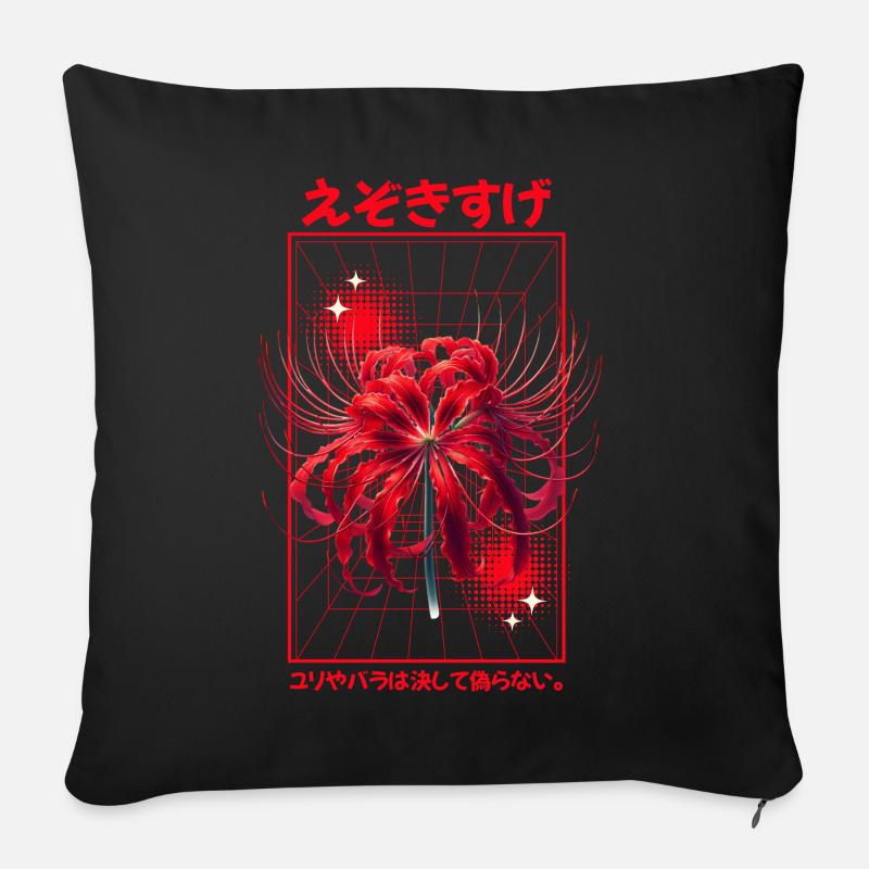 Red Tiger Lily Grid - Sofakissen mit Füllung 45 x 45 cm - Schwarz