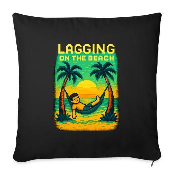 Laggen am Strand – Pixel Sommer Vibes - Sofakissen mit Füllung 45 x 45 cm - Schwarz - Vorne