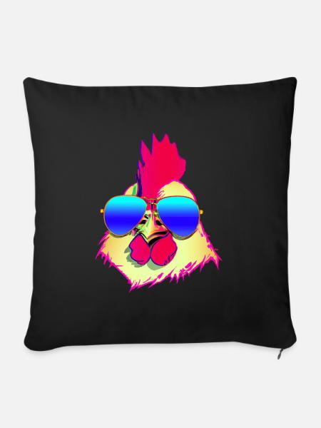 Cooler Hahn mit Sonnenbrille - Sofakissen mit Füllung 45 x 45 cm - Schwarz