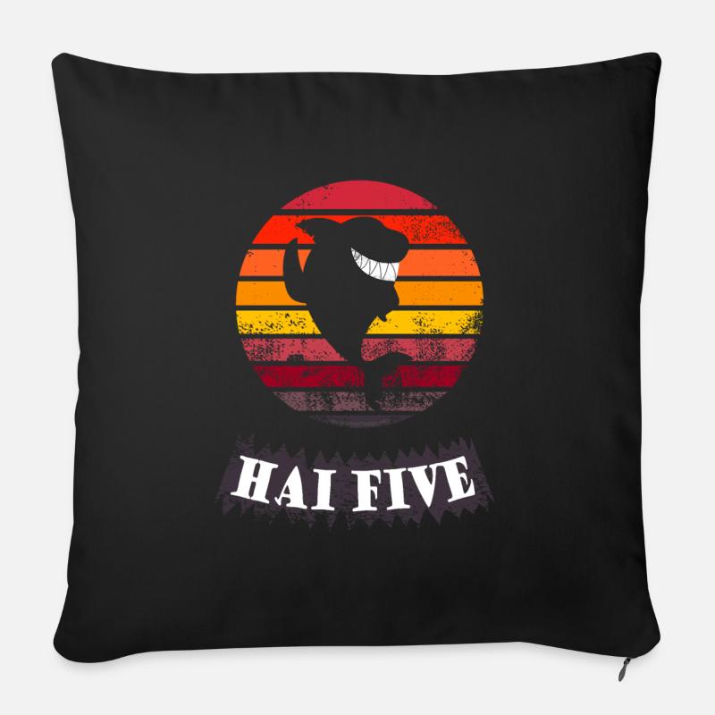 Haifisch High 5: HAI FIVE (Vintage Sunset) - Sofakissen mit Füllung 45 x 45 cm - Schwarz