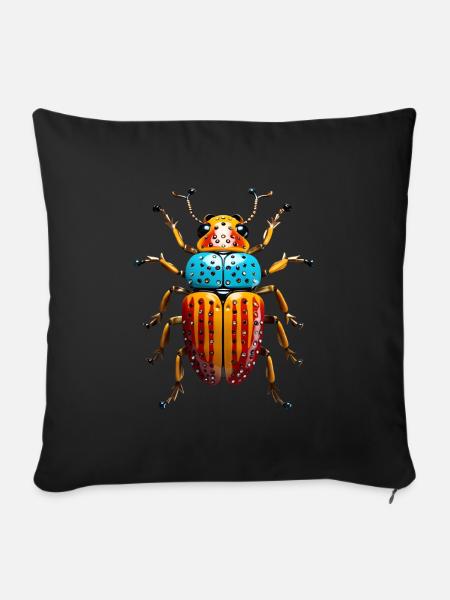 Abstraktes Käferlein - Sofakissen mit Füllung 45 x 45 cm - Schwarz