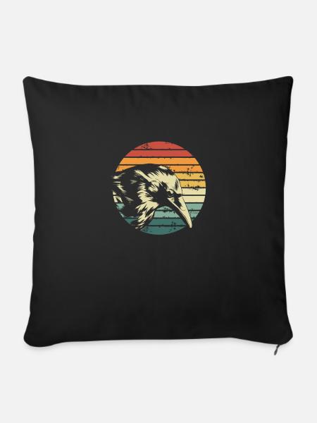 Wikinger Krähe Retro - Sofakissen mit Füllung 45 x 45 cm - Schwarz
