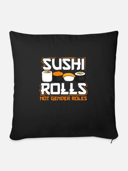 Sushi-rollen, Keine Geschlechterrollen - Sofakissen mit Füllung 45 x 45 cm - Schwarz