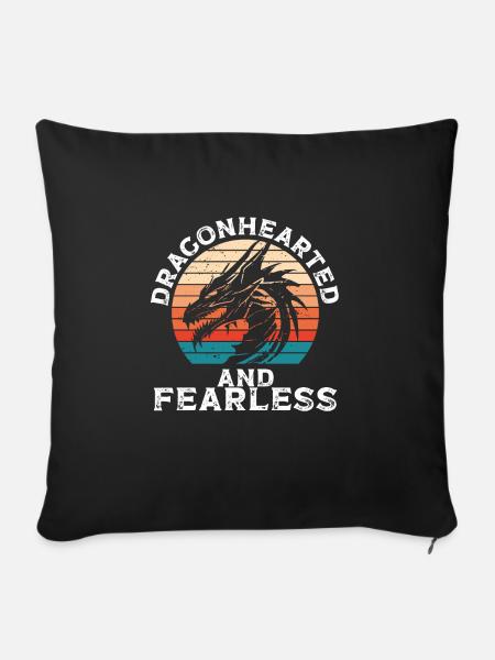 Drachenherz Und Furchtlos - Sofakissen mit Füllung 45 x 45 cm - Schwarz