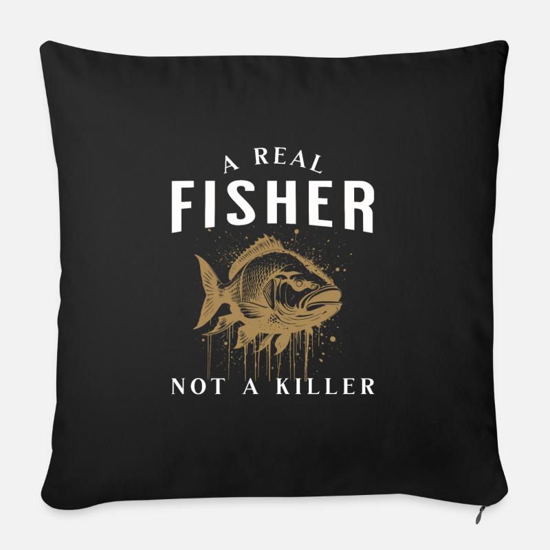 pêcheur - Coussin et housse de 45 x 45 cm - noir