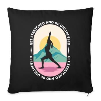 Yoga, Sports, Stretching, Nature, Wellness, Meditation - Sofa pillow with filling 45cm x 45cm - black - Front