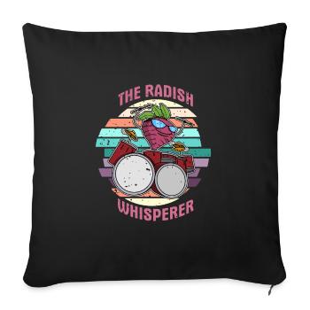 Healthy Food Radis Vegan Dire salade biologique - Coussin et housse de 45 x 45 cm - noir - Devant
