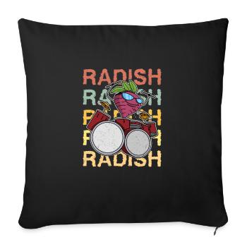 Radis Crop Garden Drums Dicton - Coussin et housse de 45 x 45 cm - noir - Devant