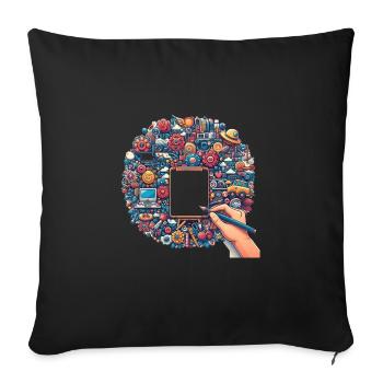 Créatif - Coussin et housse de 45 x 45 cm - noir - Devant