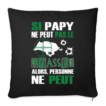 Papy Chasseur - Chasse au Sanglier - Coussin et housse de 45 x 45 cm - noir - Devant