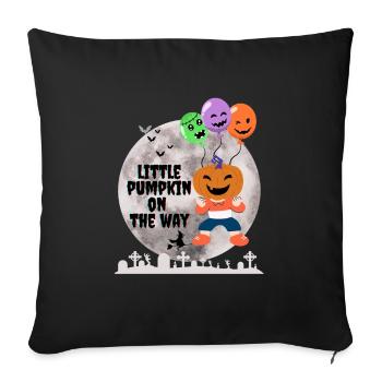Schwanger Halloween | Kleiner Kürbis Auf Dem Weg - Sofakissen mit Füllung 45 x 45 cm - Schwarz - Vorne