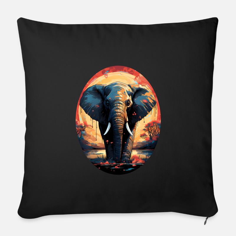 Elefant - Sofakissen mit Füllung 45 x 45 cm - Schwarz