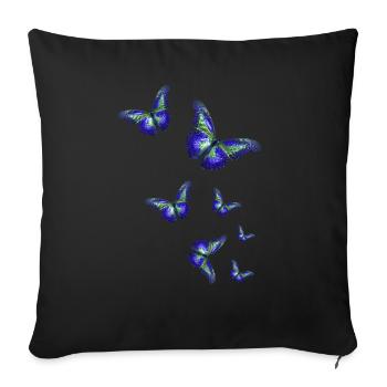 Butterflies,Sequins,Butterfly,Blue - Sofa pillow with filling 45cm x 45cm - black - Front