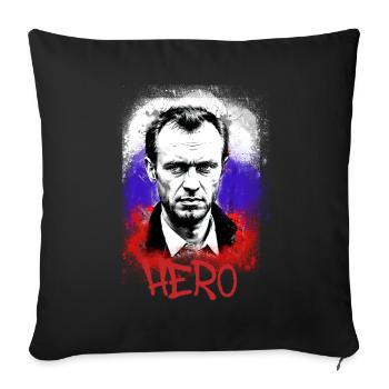 hero,navalny,graffiti,flag,russia - Sofa pillow with filling 45cm x 45cm - black - Front