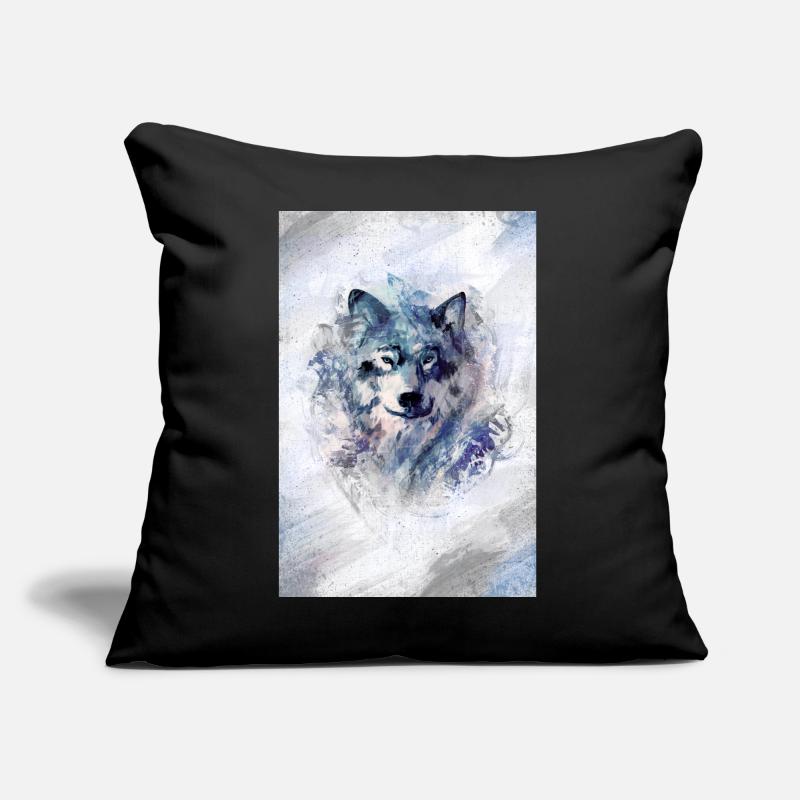 Wolf dans la tempête grey version Coussin et housse de 45 x 45 cm
