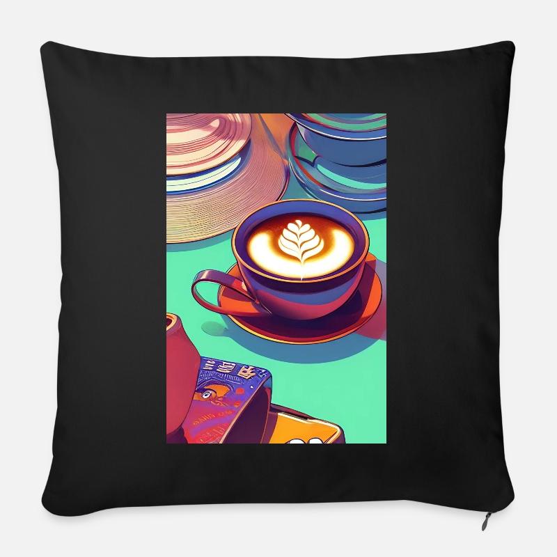 Kaffee, Kaffeebohnen - Sofakissen mit Füllung 45 x 45 cm - Schwarz