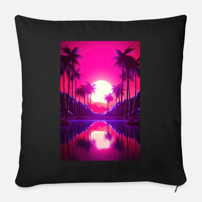 Eine Synthwave Erkundung vom Retrowave Paradies - Sofakissen mit Füllung 45 x 45 cm - Schwarz