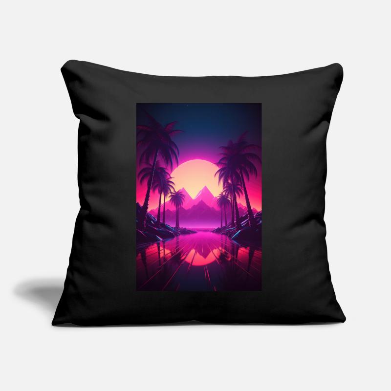 Beachside Beats: Synthwave-Vibes unter Palmen Sofakissen mit Füllung 45 x 45 cm