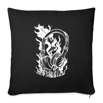 Burning headphones - Sofa pillow with filling 45cm x 45cm - black - Front