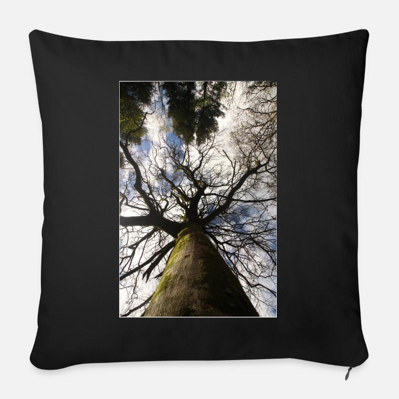 Spring Low-Angle Tree - Sofa pillow with filling 45cm x 45cm - black