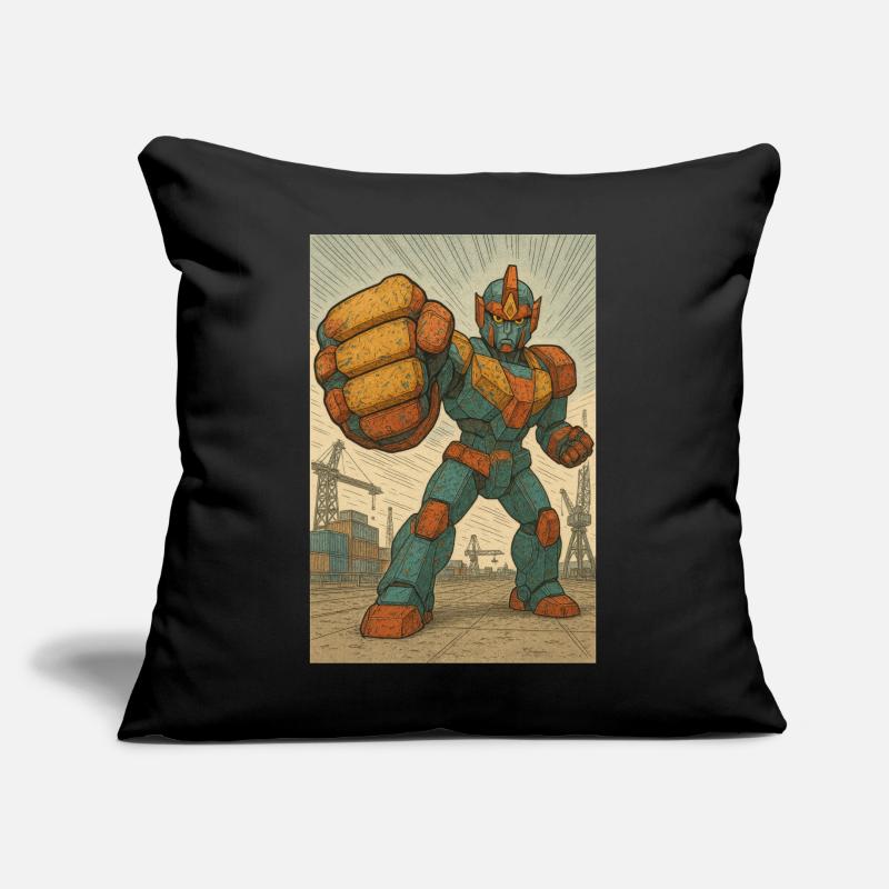Position de combat de robot dans les docks Coussin et housse de 45 x 45 cm