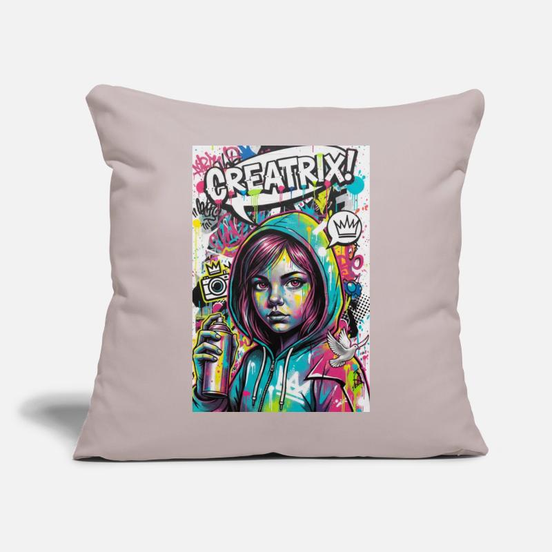 Farbexplosion Graffiti Heldin Sofakissen mit Füllung 45 x 45 cm