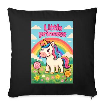 Licorne Petite Princesse Arcenciel - Coussin et housse de 45 x 45 cm - noir - Devant