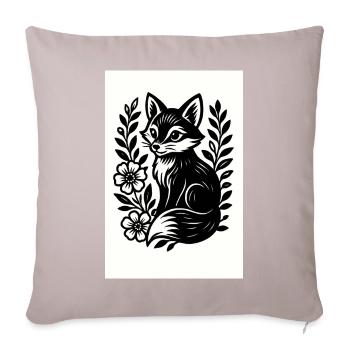 Le Renard dans la danse des fleurs - Coussin et housse de 45 x 45 cm - taupe clair - Devant