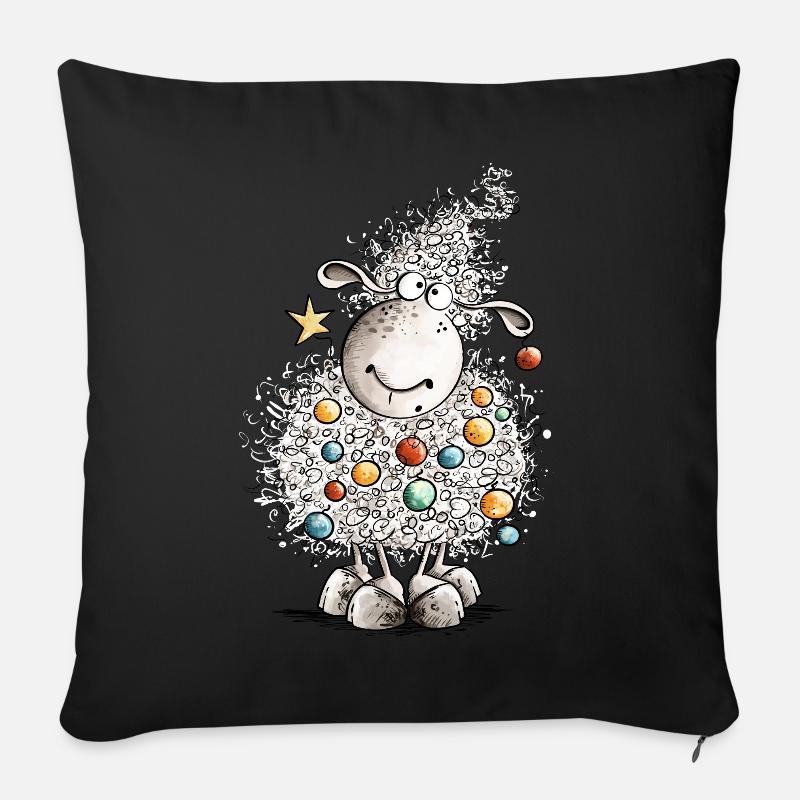 Fleece Navidad Schaf Weihnachten  - Sofakissen mit Füllung 45 x 45 cm - Schwarz