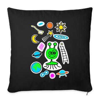 Space doodle - Sofa pillow with filling 45cm x 45cm - black - Front