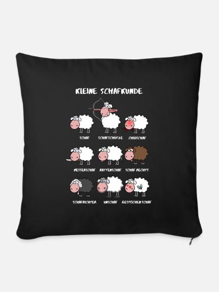 Kleine Schafkunde - Sofakissen mit Füllung 45 x 45 cm - Schwarz
