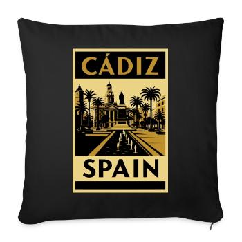Cádiz Spain – Retro Travel Poster in Black and Gold - Sofa pillow with filling 45cm x 45cm - black - Front