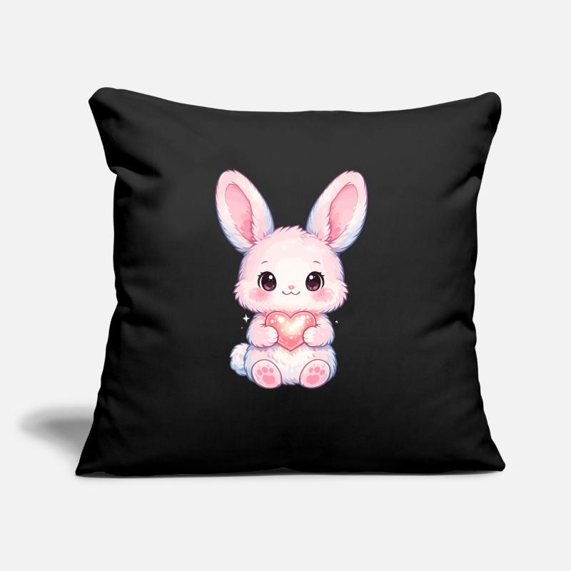 Delicate Rabbit with Heart Light Sofa pillow with filling 45cm x 45cm