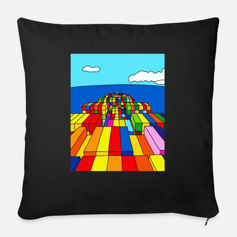 Containerschiff - Sofakissen mit Füllung 45 x 45 cm - Schwarz