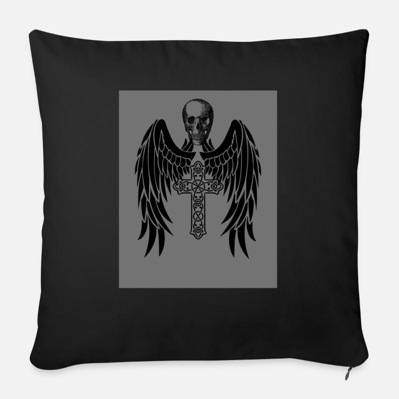 Schädelflügel - Sofakissen mit Füllung 45 x 45 cm - Schwarz
