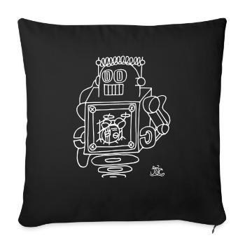 Finn Coles -Robot Light on Dark - Sofa pillow with filling 45cm x 45cm - black - Front