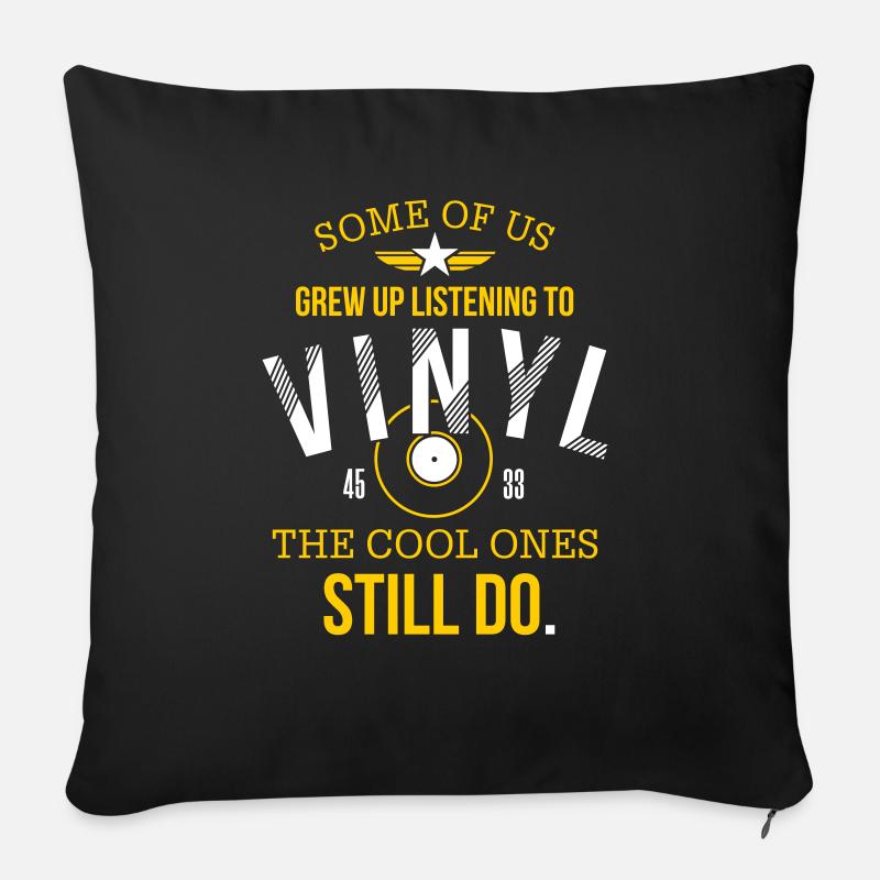 Des gens cool écoutent du vinyle - Coussin et housse de 45 x 45 cm - noir