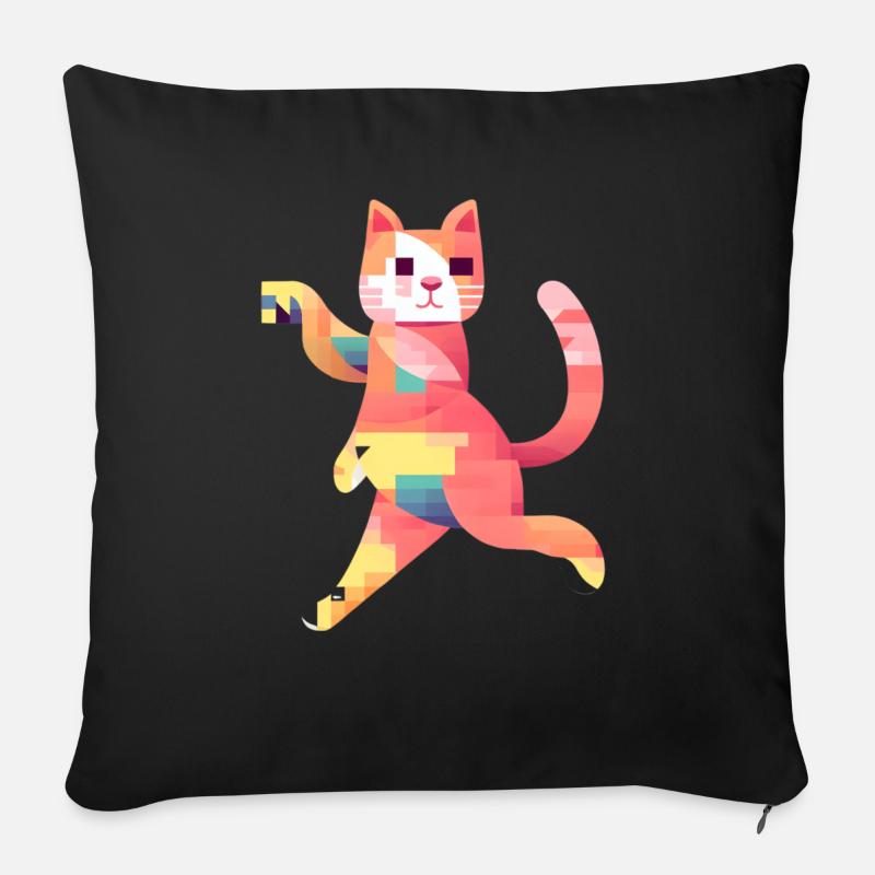 Pixel Katze - Sofakissen mit Füllung 45 x 45 cm - Schwarz