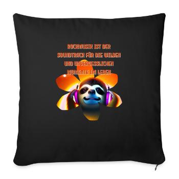 Faultier in Blume - Rockmusik - Sofakissen mit Füllung 45 x 45 cm - Schwarz - Vorne