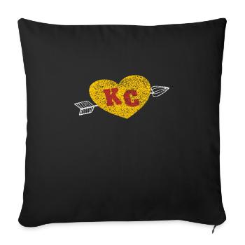 KC Rouge & Jaune Coeur & Flèche KC Kansas City 2 Laisser - Coussin et housse de 45 x 45 cm - noir - Devant