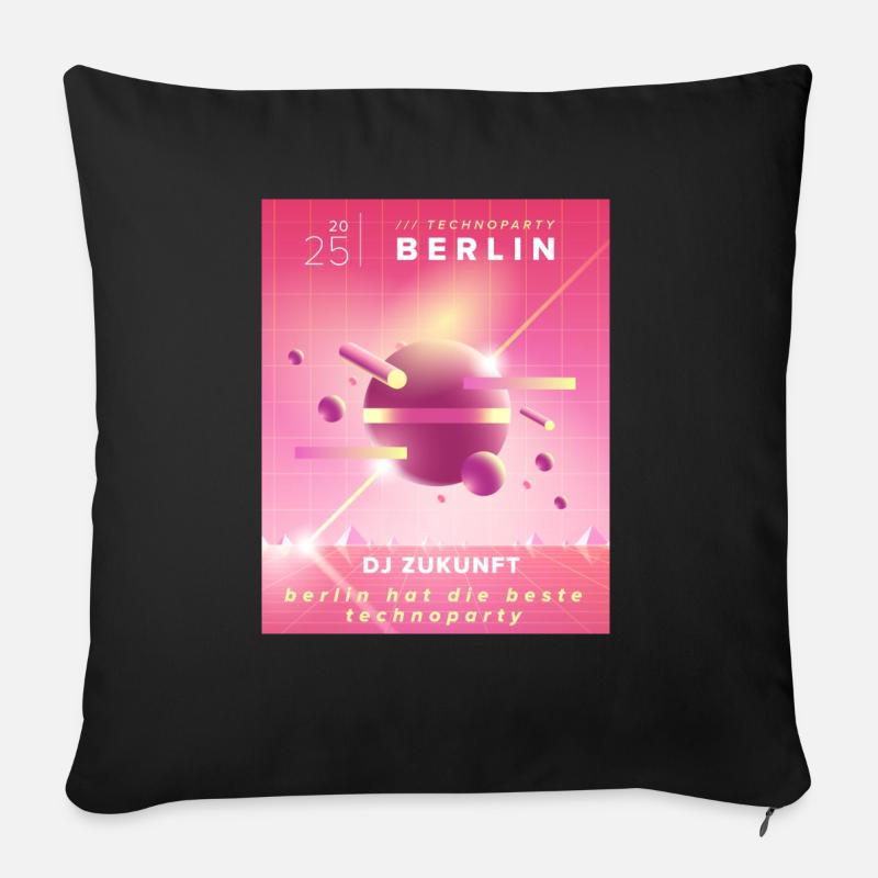 Berliner Techno - Sofakissen mit Füllung 45 x 45 cm - Schwarz