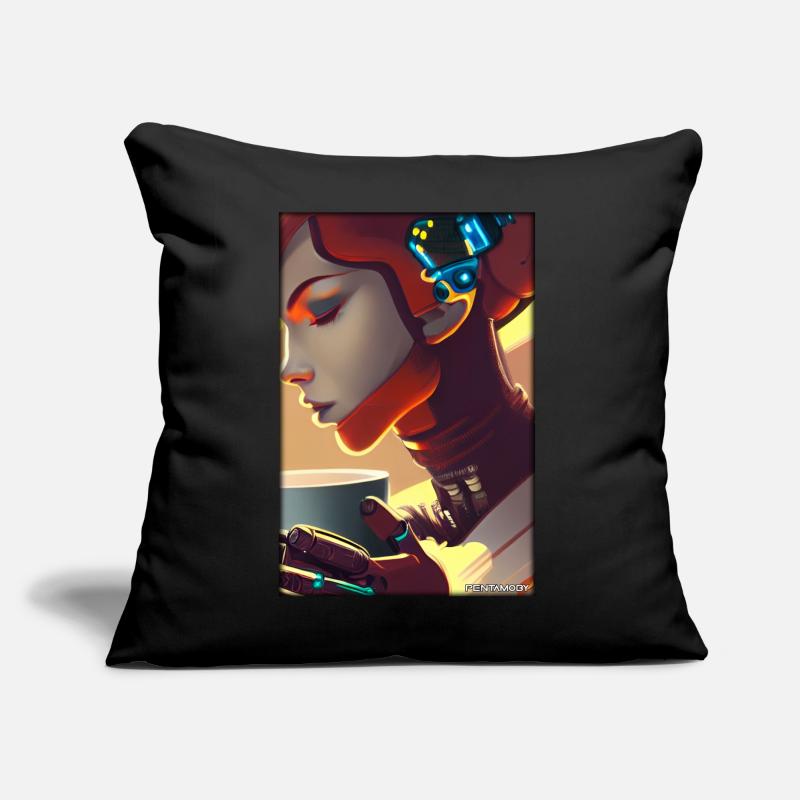 Robot Coffee Future Science Machine Coussin et housse de 45 x 45 cm