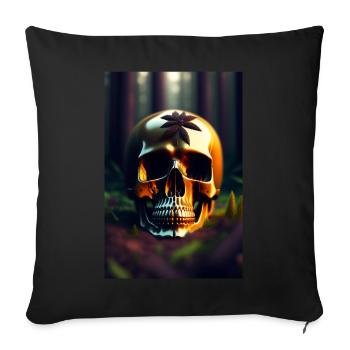 Crâne de mauvaises herbes - Coussin et housse de 45 x 45 cm - noir - Devant
