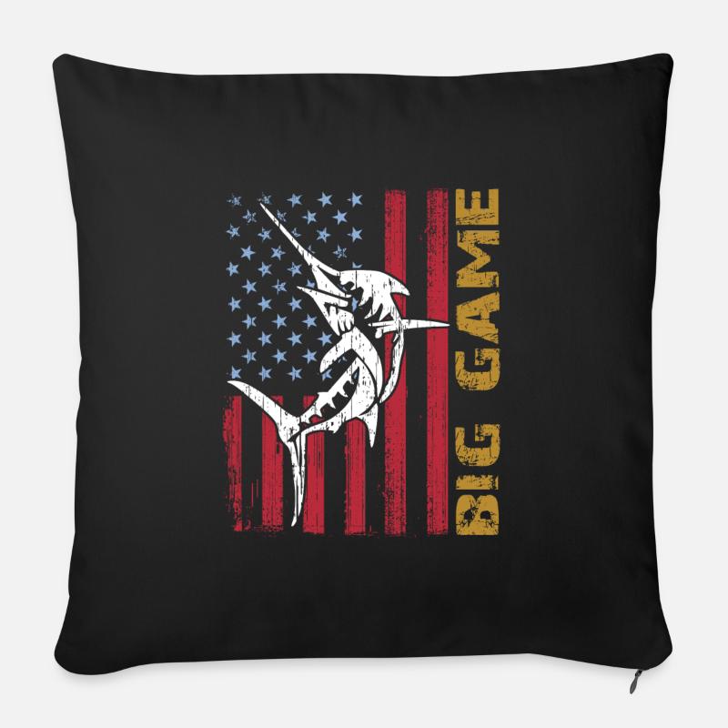 Springender Marlin mit US Flagge Hochseefischen - Sofakissen mit Füllung 45 x 45 cm - Schwarz