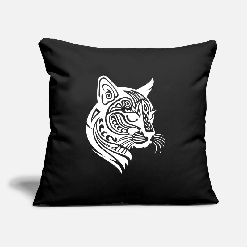 Conception unique de chat de tatouage maori en blanc Coussin et housse de 45 x 45 cm
