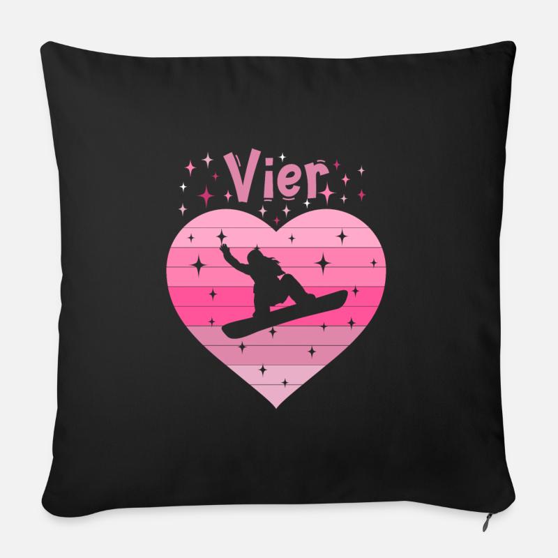4. Geburstag Snowboard Skiurlaub Mädchen Tochter - Sofakissen mit Füllung 45 x 45 cm - Schwarz