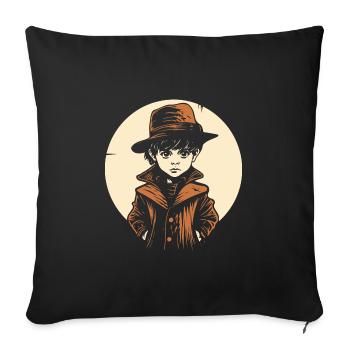 Little Detective - Sofa pillow with filling 45cm x 45cm - black - Front