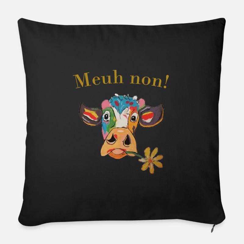 vache Meuh non! - Coussin et housse de 45 x 45 cm - noir